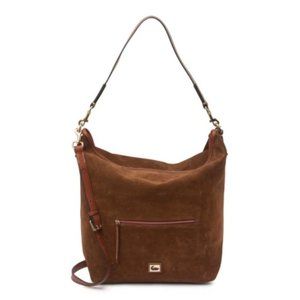 NWT Dooney and Bourke Large Suede Hobo Shoulder Bag Neutral Mocha MSRP $295